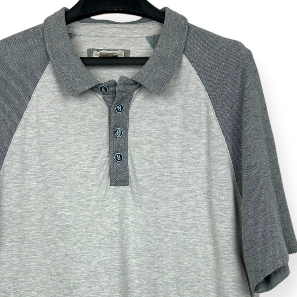 Carbon 2 Cobalt Polo Shirt Men's Large Raglan Sleeve Cotton Gray *read